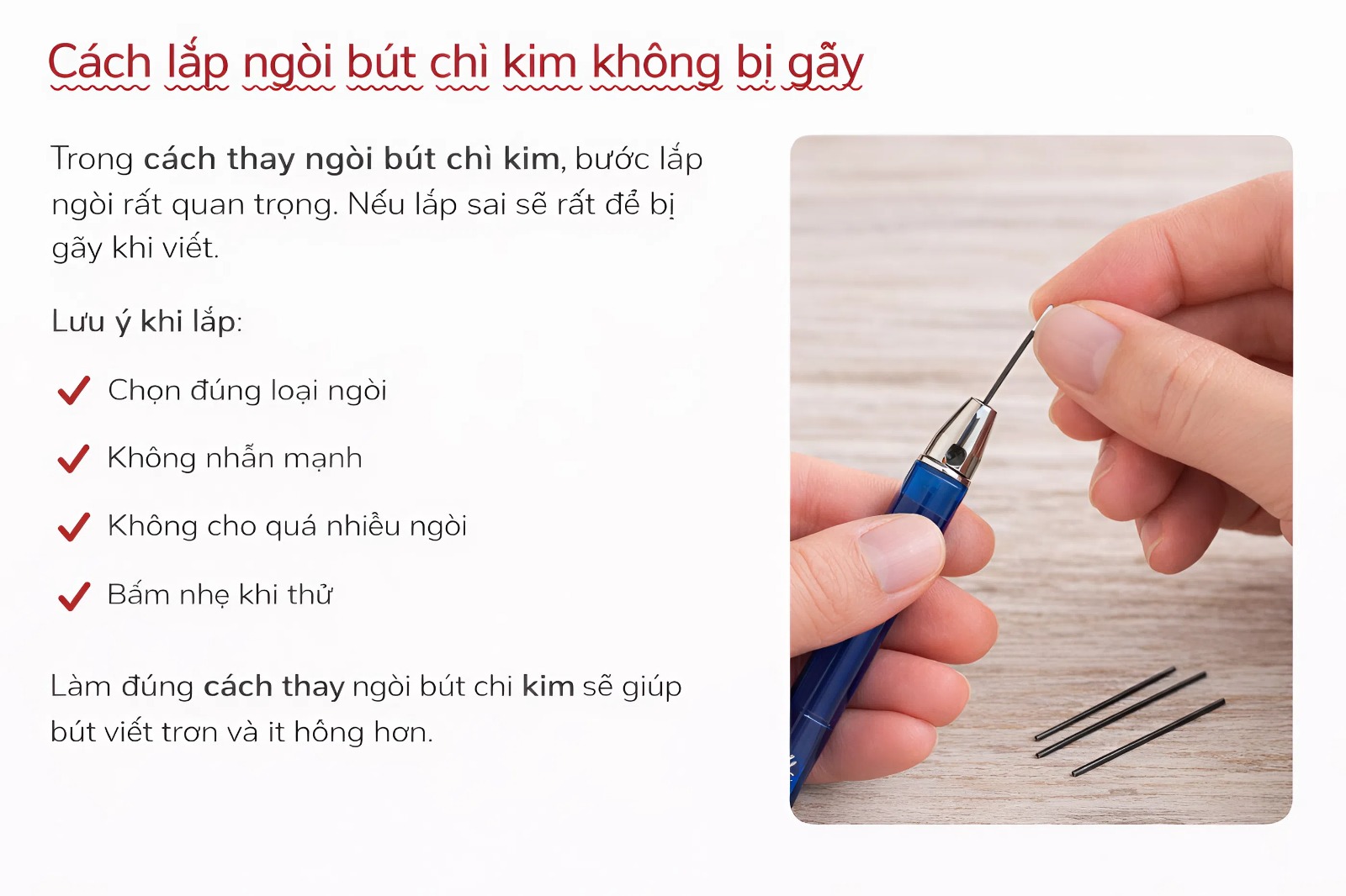 Cách Thay Ngòi Bút Chì Kim Đúng Cách Nhanh Và Không Bị Gãy