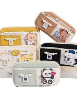 Túi đựng bút, hộp đựng bút vải canvas dây trang trí dung tích lớn Capybara,Panda hot trend dễ thương