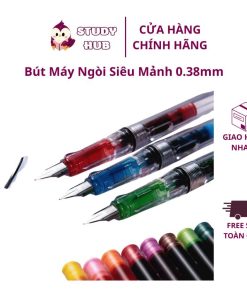 Bút Máy Ngòi Siêu Mảnh 0.38mm – Thiết Kế Trong Suốt, Dễ Bơm Mực, 10 Màu, Dành Cho Học Sinh Văn Phòng
