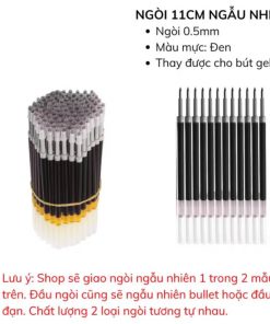 Bút Gel Basic Ngòi 0.5mm, 11cm [5 bút + 50 ngòi]