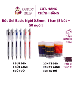 Bút Gel Basic Ngòi 0.5mm, 11cm [5 bút + 50 ngòi]