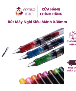 Bút Máy Ngòi Siêu Mảnh 0.38mm – Thiết Kế Trong Suốt, Dễ Bơm Mực, 10 Màu, Dành Cho Học Sinh Văn Phòng