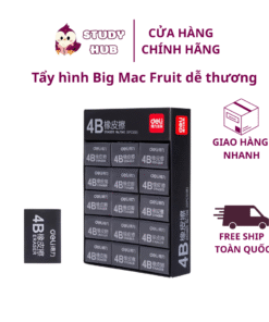 Gôm Tẩy Chì 2B / 4B Deli Màu Đen Tẩy Sạch Ít Vụn Tẩy Nhỏ Gọn - Phù Hợp Học Sinh, Sinh Viên, Văn Phòng Vẽ Thi Trắc Nghiệm
