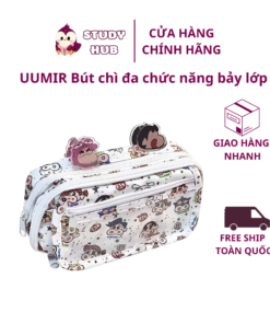 UUMIR Bút chì đa chức năng bảy lớp, Quà tặng túi văn phòng phẩm dung tích lớn chất lượng cao