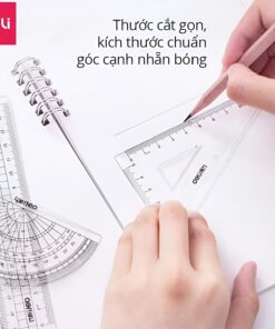 Bộ 4 dụng cụ eke học sinh Deli - 1 bộ eke thước kẻ đo góc tam giác vuông