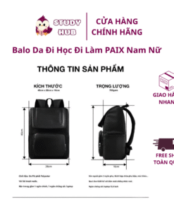 Balo Da Đi Học Đi Làm PAIX Nam Nữ Cặp Đựng Laptop Du Lịch Nhiều Ngăn