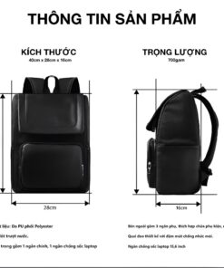 Balo Da Đi Học Đi Làm PAIX Nam Nữ Cặp Đựng Laptop Du Lịch Nhiều Ngăn