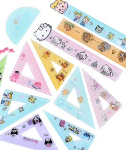 Bộ thước kẻ họa tiết hoạt hình JEROMY, Bộ thước kẻ tam giác Văn phòng phẩm Anime Kuromi Ruler Set, Sweet My Melody Acrylic Dụng cụ học tập