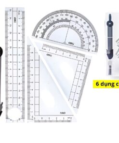 Bộ thước kẻ compa 6,8 món Deli chuyên dụng cụ học tập cho học sinh eke thước kẻ tẩy chì đồ dung học tập