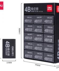 Gôm Tẩy Chì 2B / 4B Deli Màu Đen Tẩy Sạch Ít Vụn Tẩy Nhỏ Gọn - Phù Hợp Học Sinh, Sinh Viên, Văn Phòng Vẽ Thi Trắc Nghiệm