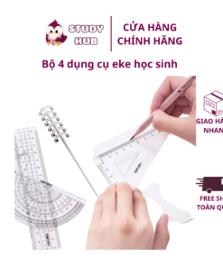 Bộ 4 dụng cụ eke học sinh Deli - 1 bộ eke thước kẻ đo góc tam giác vuông